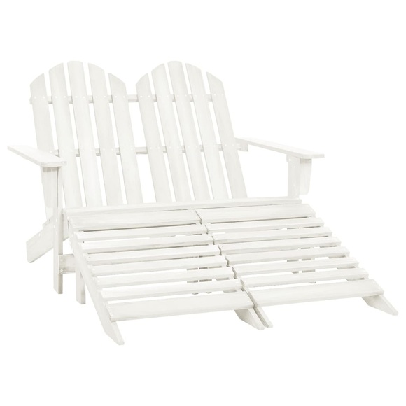 vidaXL 2-Sitzer Adirondack-Gartenbank mit Fußstütze Tannenholz Weiß