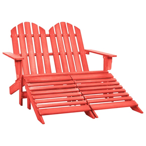 vidaXL 2-Sitzer Adirondack-Gartenbank mit Fußstütze Tannenholz Rot