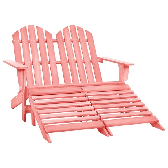vidaXL 2-Sitzer Adirondack-Gartenbank mit Fußstütze Tannenholz Rosa