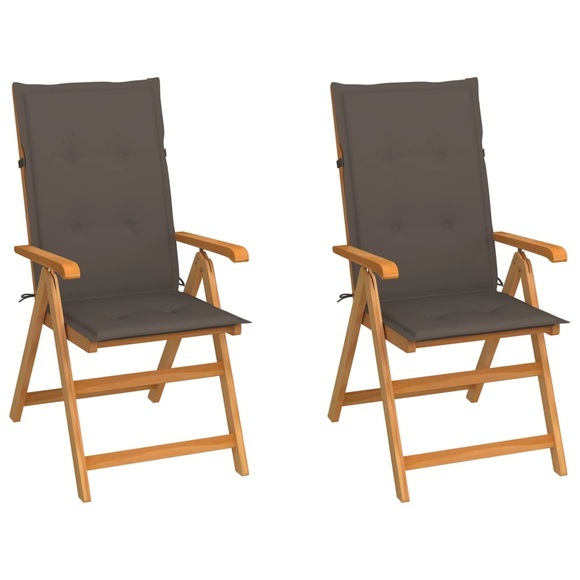 vidaXL Gartenstühle 2 Stk. mit Taupe Kissen Massivholz Teak