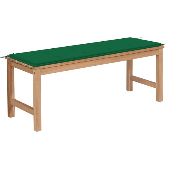 vidaXL Gartenbank mit Grüner Auflage 120 cm Massivholz Teak