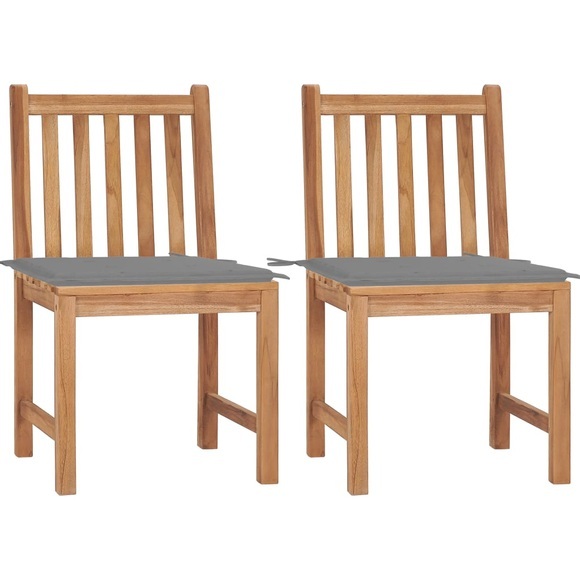 vidaXL Gartenstühle 2 Stk. mit Kissen Massivholz Teak