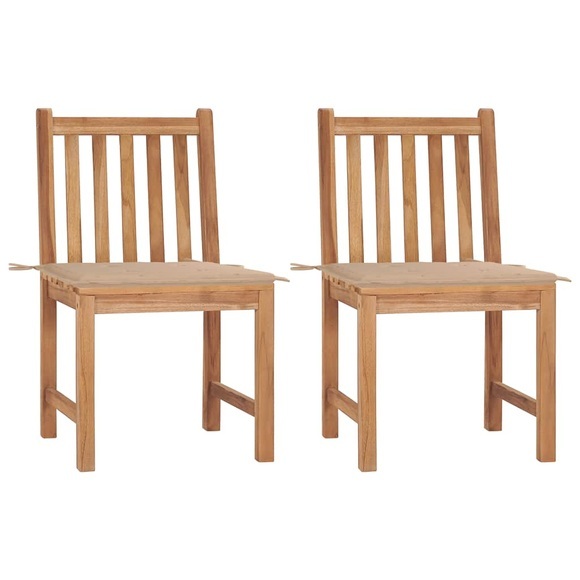 vidaXL Gartenstühle 2 Stk. mit Kissen Massivholz Teak