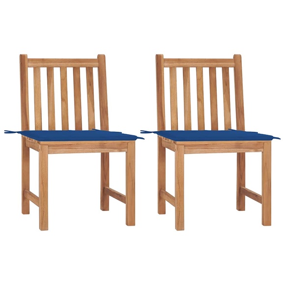 vidaXL Gartenstühle 2 Stk. mit Kissen Massivholz Teak