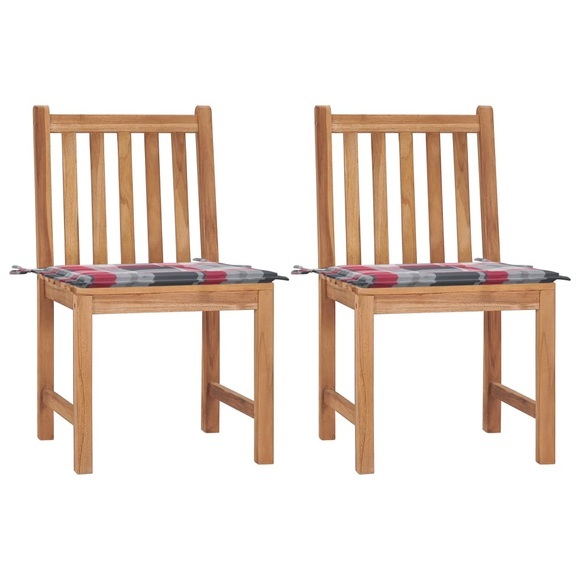 vidaXL Gartenstühle 2 Stk. mit Kissen Massivholz Teak