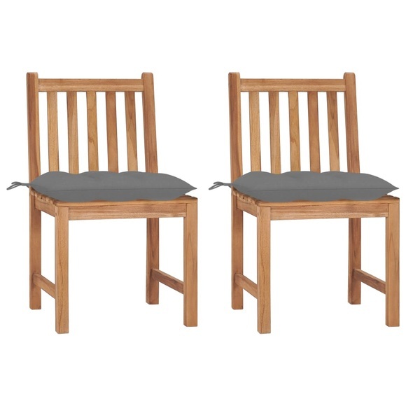 vidaXL Gartenstühle 2 Stk. mit Kissen Massivholz Teak