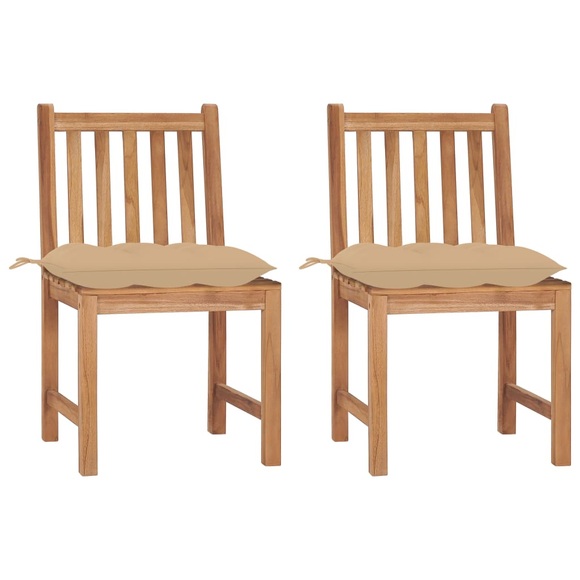 vidaXL Gartenstühle 2 Stk. mit Kissen Massivholz Teak