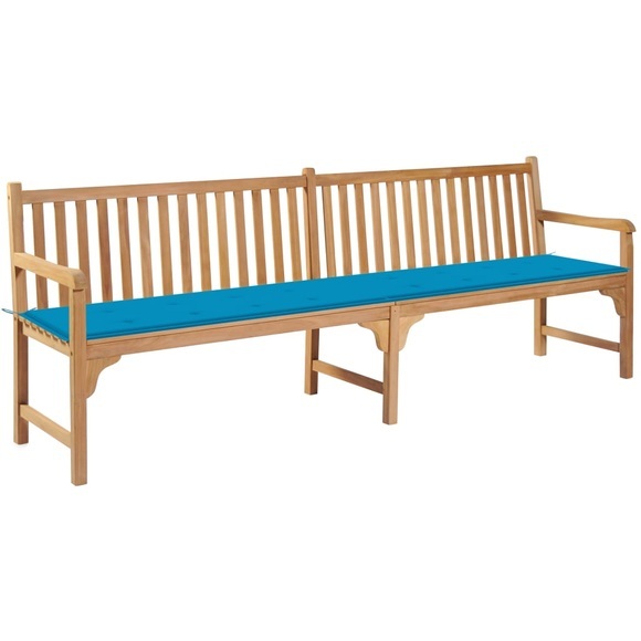 vidaXL Gartenbank mit Blauer Auflage 240 cm Massivholz Teak