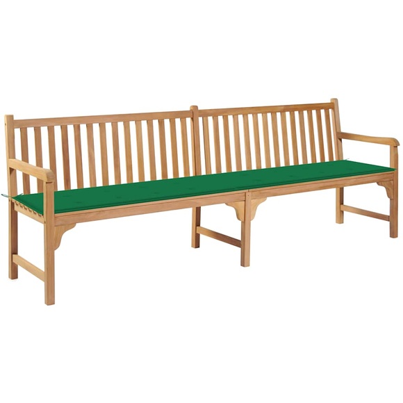 vidaXL Gartenbank mit Grüner Auflage 240 cm Massivholz Teak
