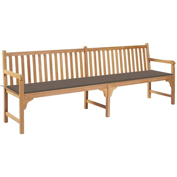 vidaXL Gartenbank mit Taupe Auflage 240 cm Massivholz Teak