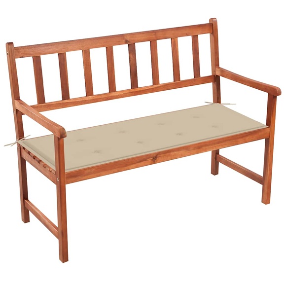 vidaXL Gartenbank mit Auflage 120 cm Massivholz Akazie