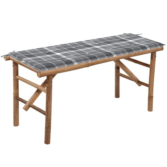 vidaXL Klappbare Gartenbank mit Auflage 118 cm Bambus
