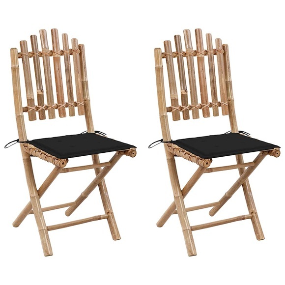 vidaXL Klappbare Gartenstühle 2 Stk. mit Kissen Bambus