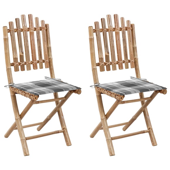 vidaXL Klappbare Gartenstühle 2 Stk. mit Kissen Bambus