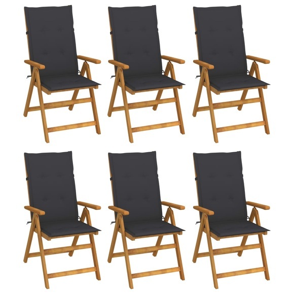 vidaXL Klappbare Gartenstühle 6 Stk. mit Auflagen Massivholz Akazie