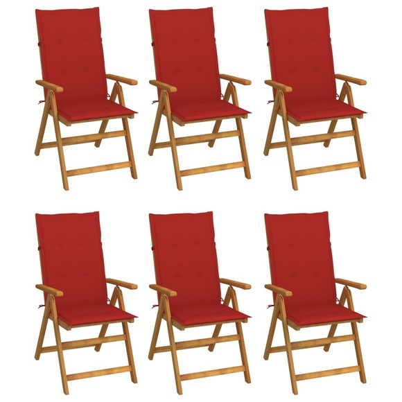 vidaXL Klappbare Gartenstühle 6 Stk. mit Auflagen Massivholz Akazie