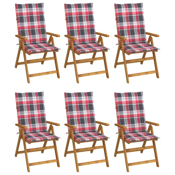 vidaXL Klappbare Gartenstühle 6 Stk. mit Auflagen Massivholz Akazie
