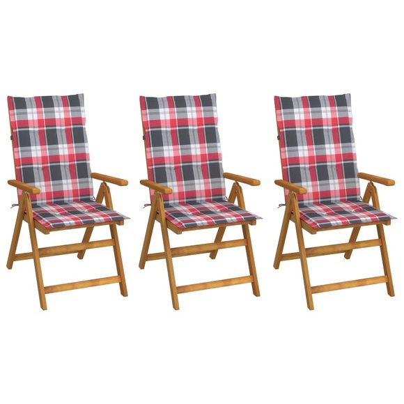 vidaXL Klappbare Gartenstühle 3 Stk. mit Auflagen Massivholz Akazie