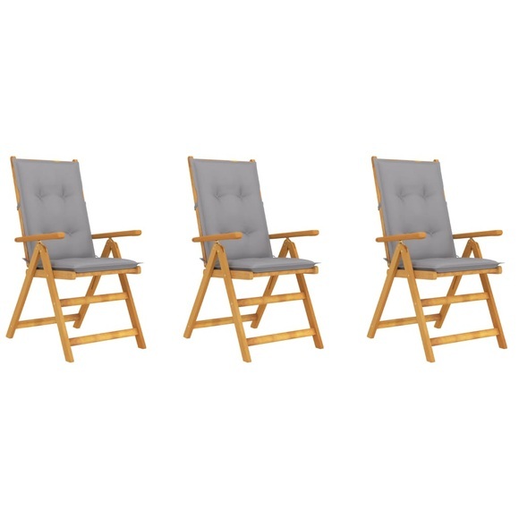 vidaXL Klappbare Gartenstühle 3 Stk. mit Auflagen Massivholz Akazie
