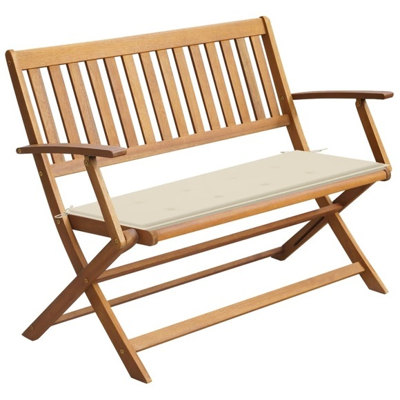vidaXL Gartenbank mit Auflage 120 cm Massivholz Akazie