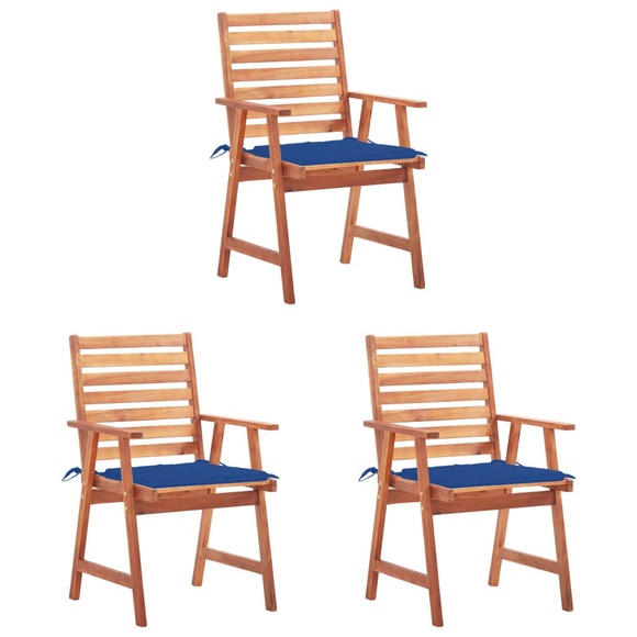 vidaXL Garten-Essstühle 3 Stk. mit Kissen Massivholz Akazie