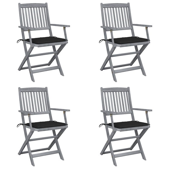 vidaXL Klappbare Gartenstühle 4 Stk. mit Sitzkissen Massivholz Akazie