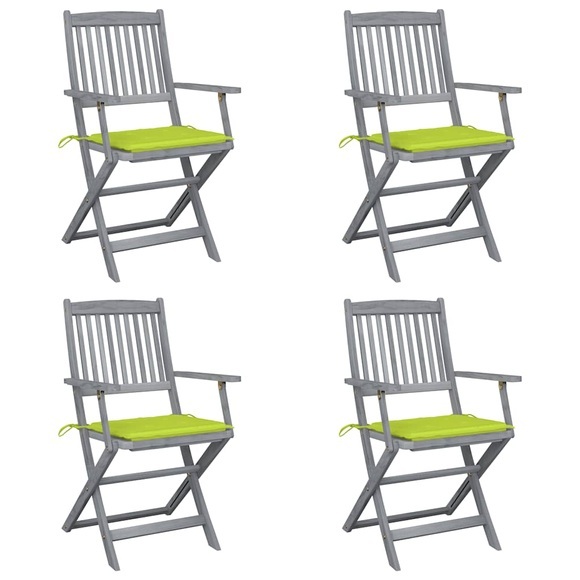 vidaXL Klappbare Gartenstühle 4 Stk. mit Sitzkissen Massivholz Akazie