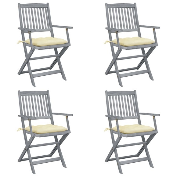 vidaXL Klappbare Gartenstühle 4 Stk. mit Kissen Massivholz Akazie