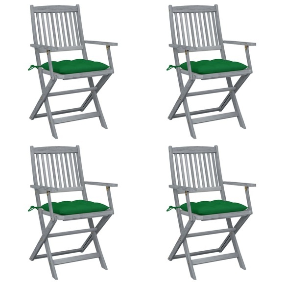 vidaXL Klappbare Gartenstühle 4 Stk. mit Kissen Massivholz Akazie