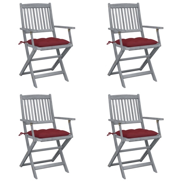 vidaXL Klappbare Gartenstühle 4 Stk. mit Kissen Massivholz Akazie
