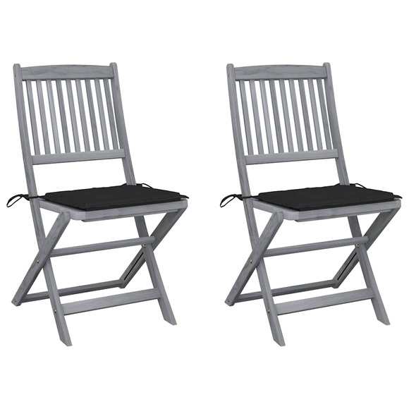 vidaXL Klappbare Gartenstühle 2 Stk. mit Kissen Massivholz Akazie