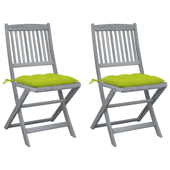 vidaXL Klappbare Gartenstühle 2 Stk. mit Kissen Massivholz Akazie