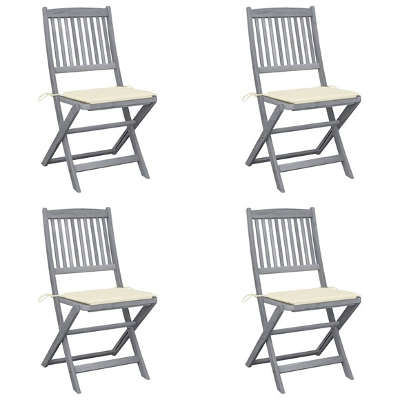 vidaXL Klappbare Gartenstühle 4 Stk. mit Kissen Massivholz Akazie