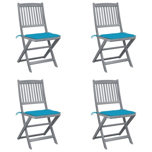 vidaXL Klappbare Gartenstühle 4 Stk. mit Kissen Massivholz Akazie