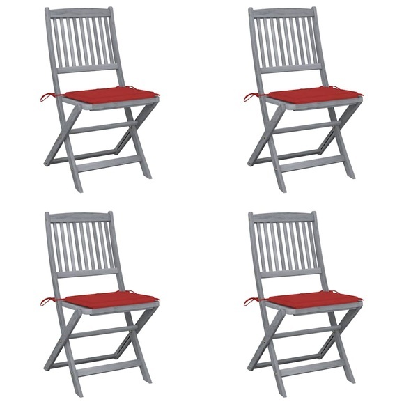 vidaXL Klappbare Gartenstühle 4 Stk. mit Kissen Massivholz Akazie