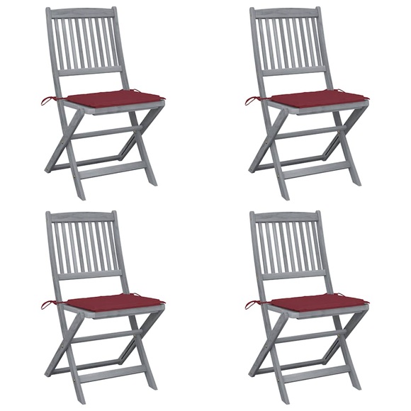 vidaXL Klappbare Gartenstühle 4 Stk. mit Kissen Massivholz Akazie