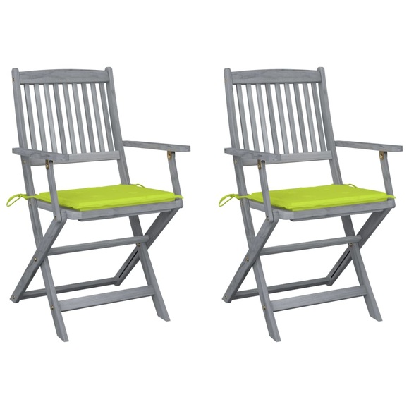 vidaXL Klappbare Gartenstühle 2 Stk. mit Sitzkissen Massivholz Akazie