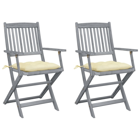 vidaXL Klappbare Gartenstühle 2 Stk. mit Kissen Massivholz Akazie