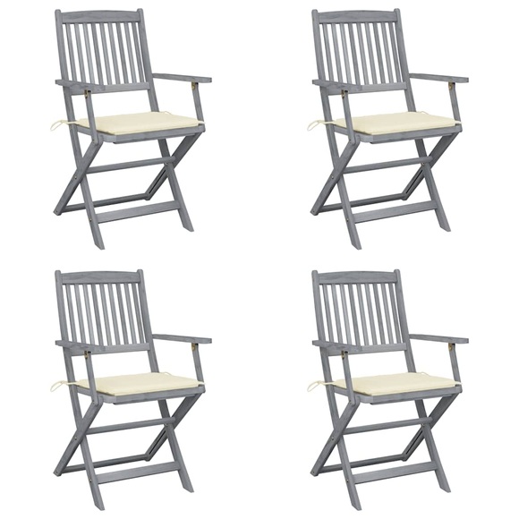 vidaXL Klappbare Gartenstühle 4 Stk. mit Sitzkissen Massivholz Akazie