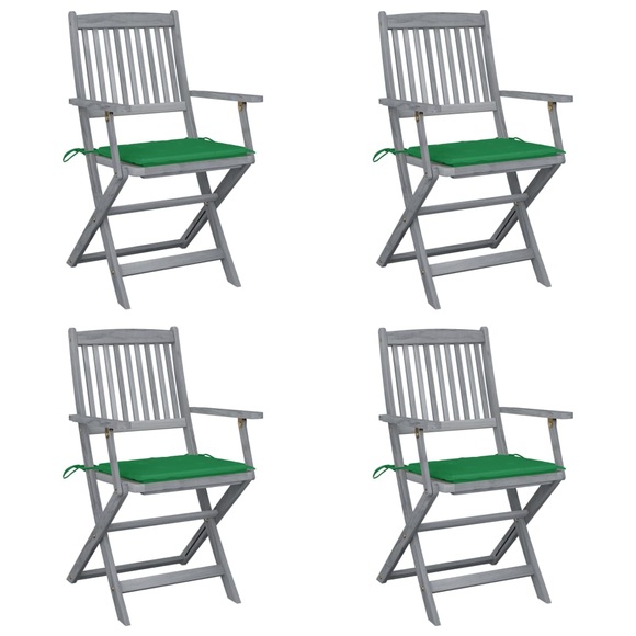 vidaXL Klappbare Gartenstühle 4 Stk. mit Sitzkissen Massivholz Akazie