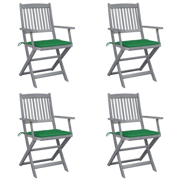 vidaXL Klappbare Gartenstühle 4 Stk. mit Sitzkissen Massivholz Akazie