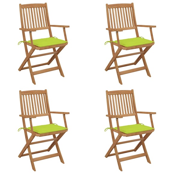 vidaXL Klappbare Gartenstühle 4 Stk. mit Kissen Massivholz Akazie