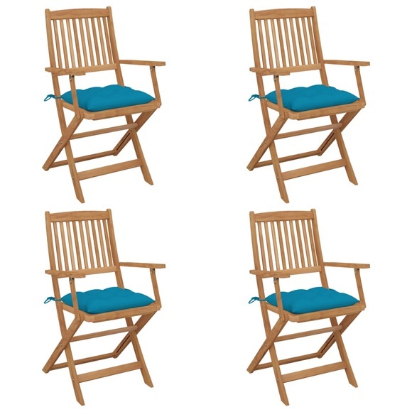 vidaXL Klappbare Gartenstühle 4 Stk. mit Kissen Massivholz Akazie