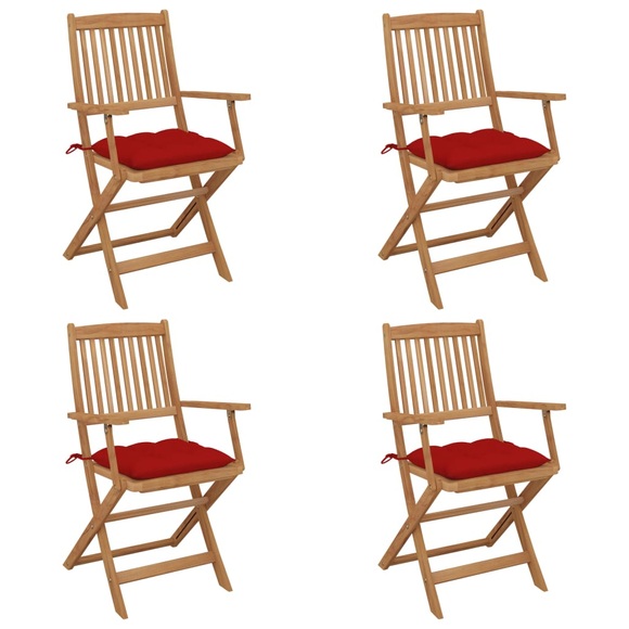 vidaXL Klappbare Gartenstühle 4 Stk. mit Kissen Massivholz Akazie