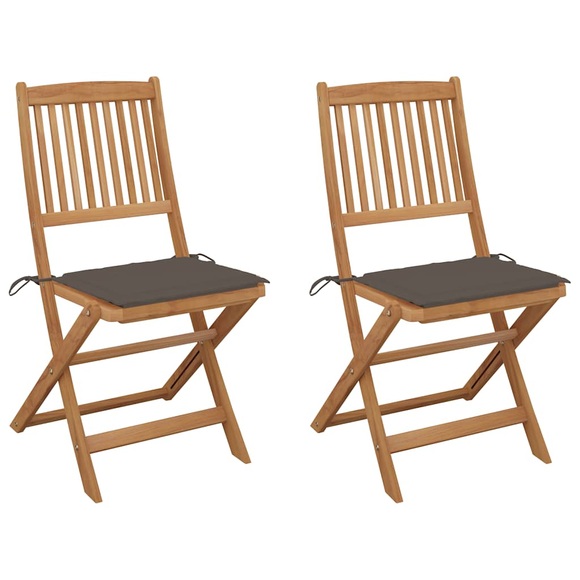 vidaXL Klappbare Gartenstühle 2 Stk. mit Kissen Massivholz Akazie