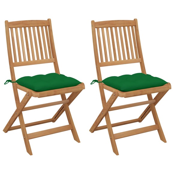 vidaXL Klappbare Gartenstühle 2 Stk. mit Kissen Massivholz Akazie
