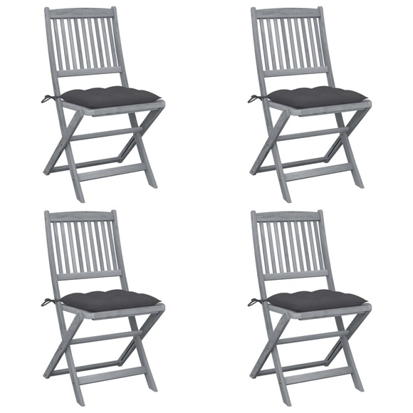 vidaXL Klappbare Gartenstühle 4 Stk. mit Kissen Massivholz Akazie