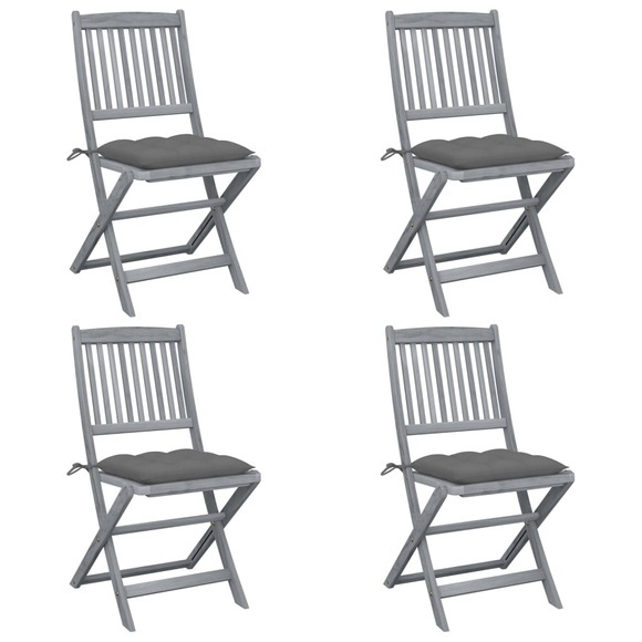 vidaXL Klappbare Gartenstühle 4 Stk. mit Kissen Massivholz Akazie
