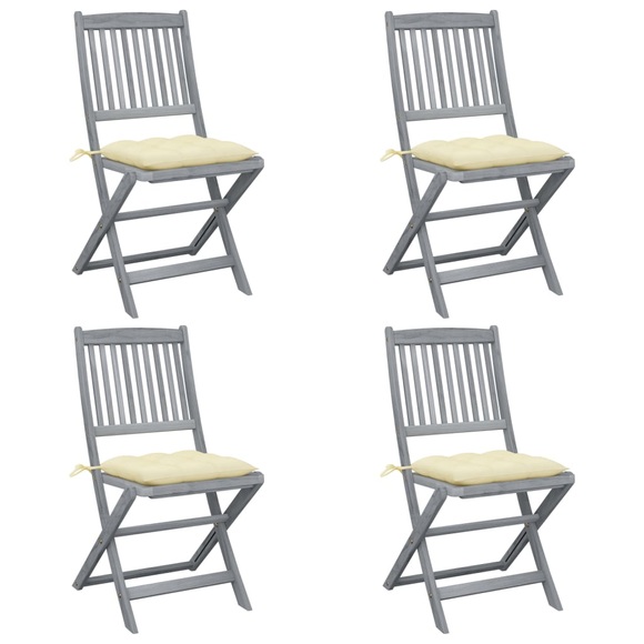 vidaXL Klappbare Gartenstühle 4 Stk. mit Kissen Massivholz Akazie