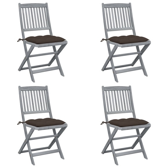 vidaXL Klappbare Gartenstühle 4 Stk. mit Kissen Massivholz Akazie